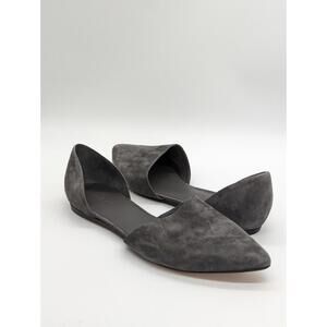 Vince Nina D'Orsay Flats Grey Suede Leather Women's Size 10.5 EU42 Made In Italy